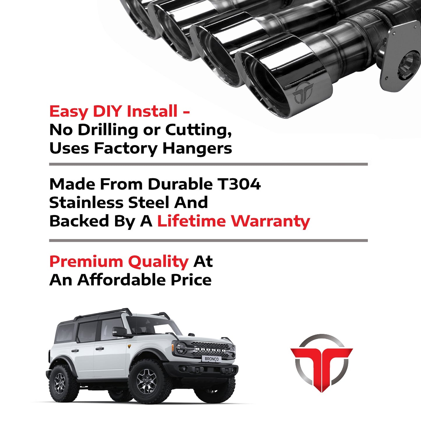 2021+ Ford Bronco V6 2.7L - Catback Exhaust System w/ Ceramic Coated Muffler