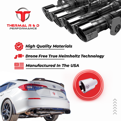 2022+ Honda Civic Si - Front Pipe Back Exhaust w/ Black Coated Tips